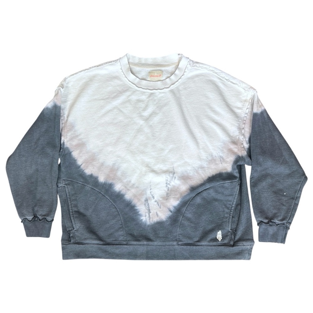 FP Movement Free People Ombré Metti Tie-Dye Crewneck Sweatshirt Black/White Sm